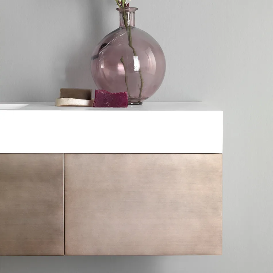 Mobili Bagno Sospesi in Metallo, Legno MDF e Stonelight Made in Italy - Renga Viadurini