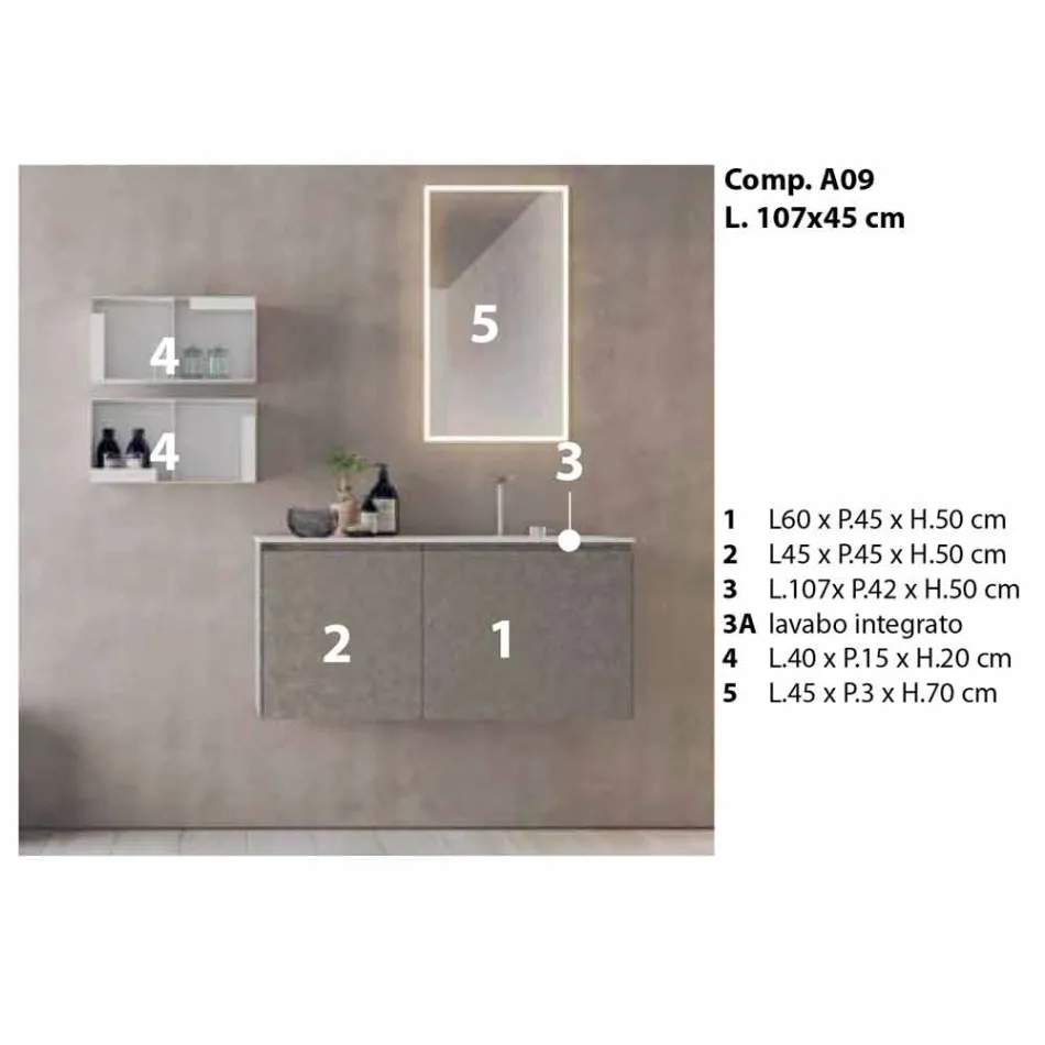 Mobili d’Arredo Sospesi di Design, Composizione  Moderna da Bagno - Callisi9 Viadurini