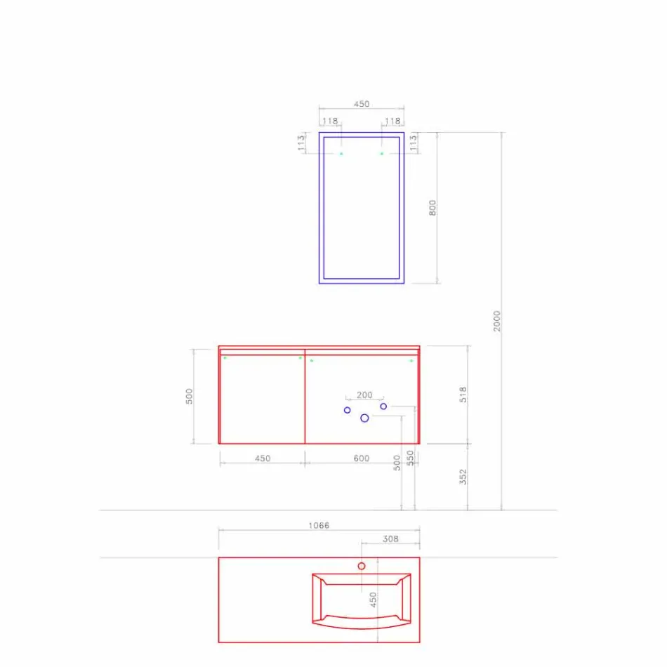 Mobili d’Arredo Sospesi di Design, Composizione  Moderna da Bagno - Callisi9 Viadurini