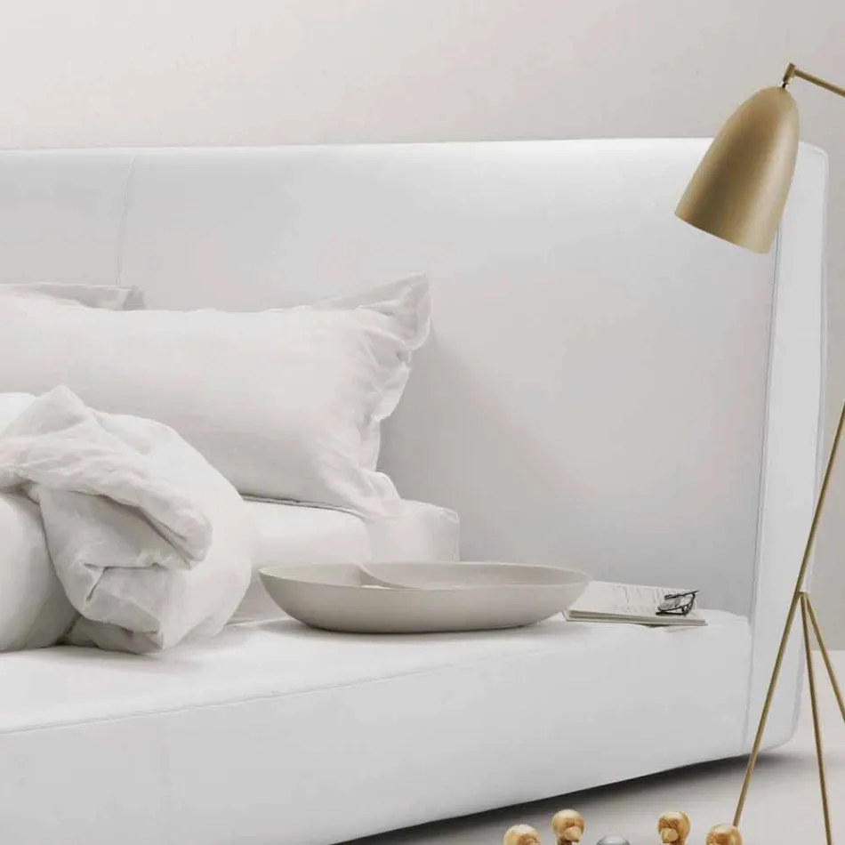 My Home Long Island letto matrimoniale in pelle imbottito made Italy Viadurini