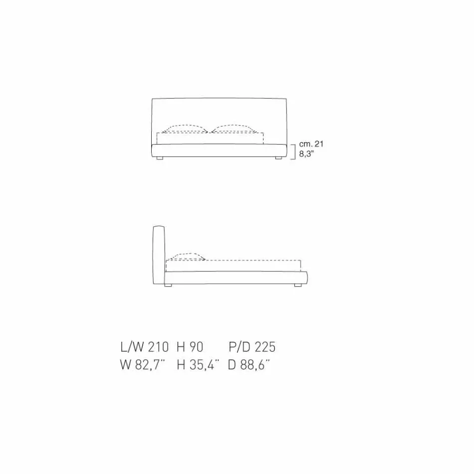 My Home Long Island letto matrimoniale in pelle imbottito made Italy Viadurini