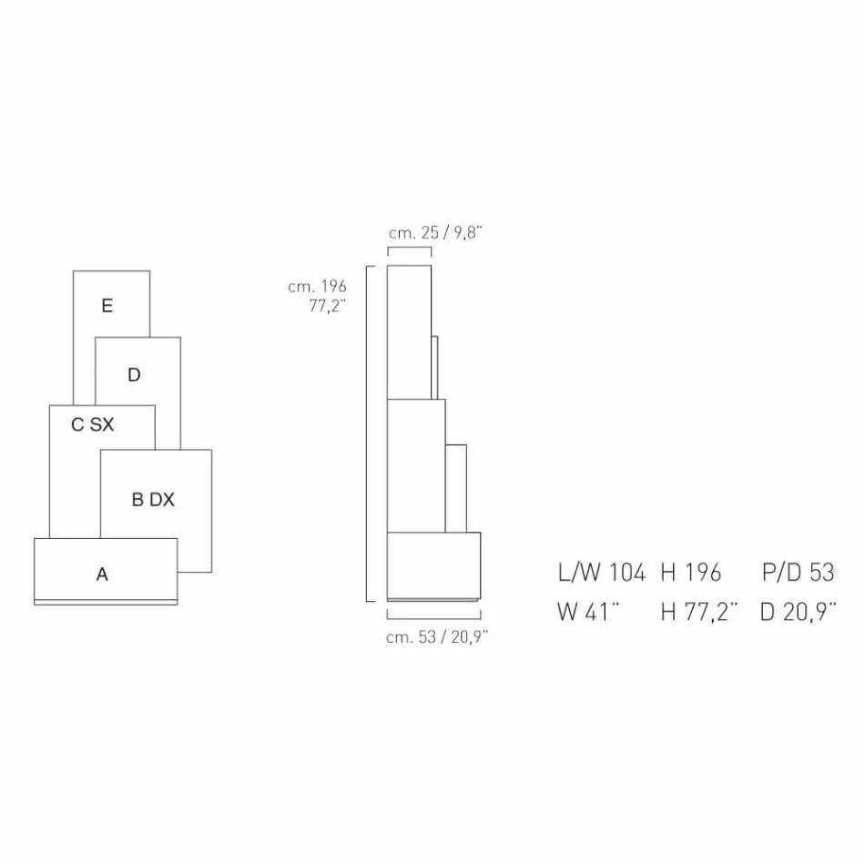 My Home Tetris mobile zona giorno a torre design MDF H196cm made Italy Viadurini
