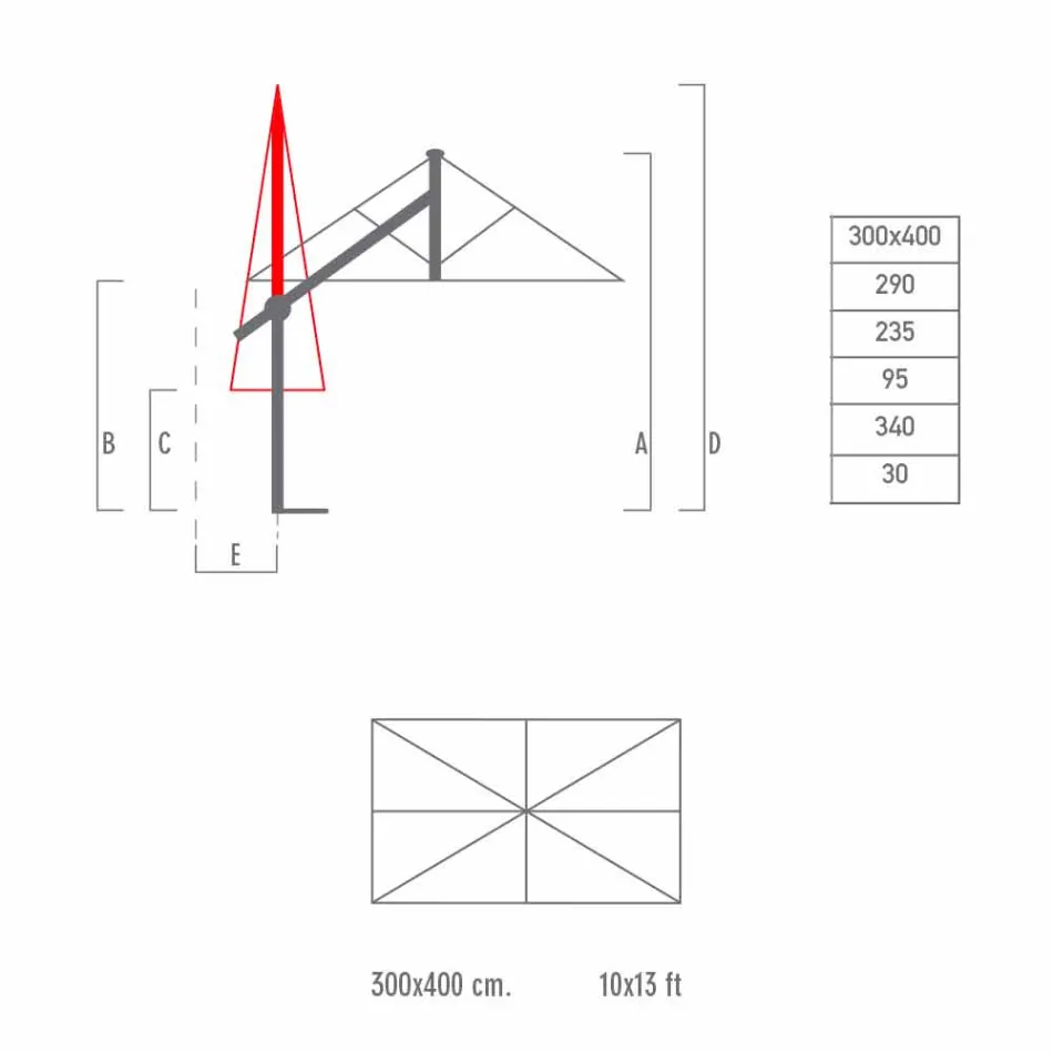 Ombrellone Braccio Giardino in Alluminio Bianco o Antracite 300x400 cm - Lapillo Viadurini