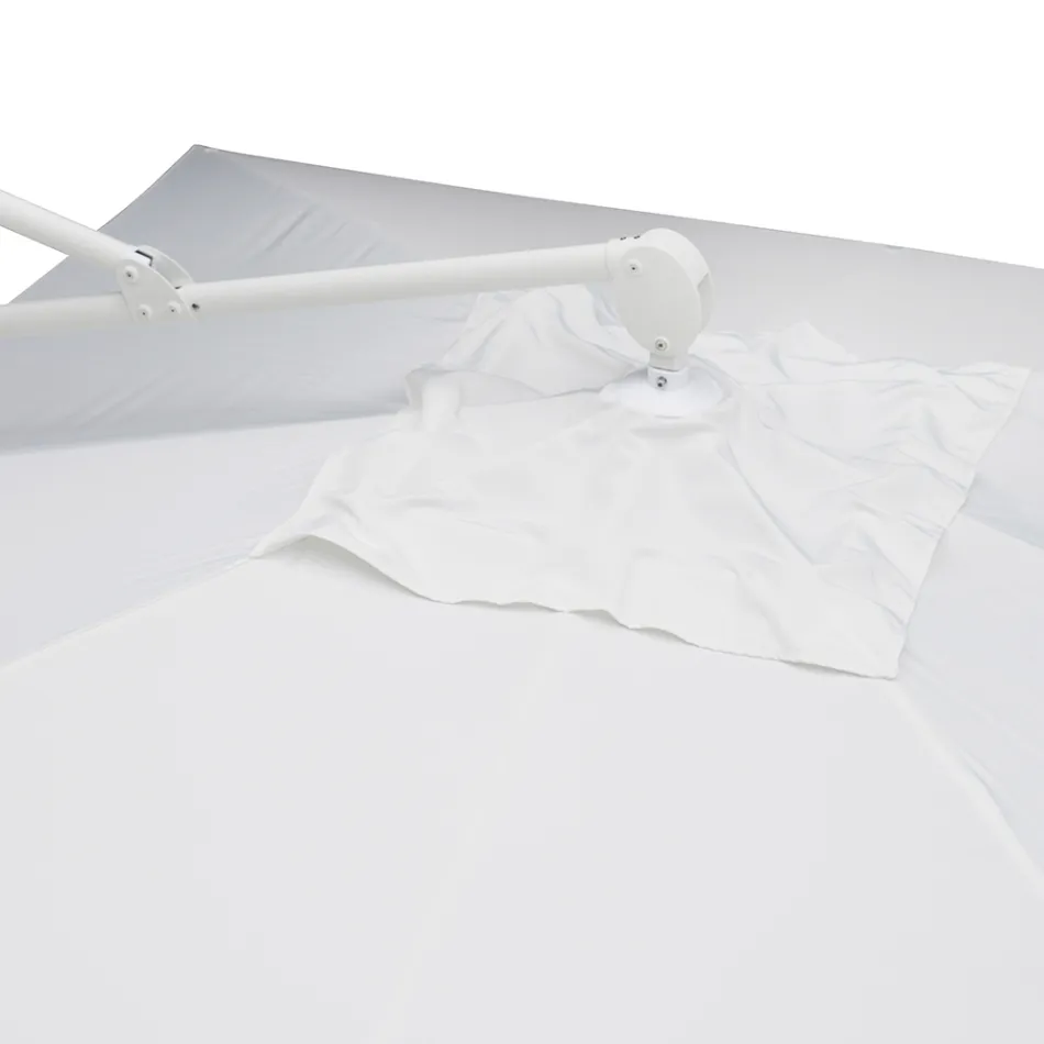 Ombrellone da Esterno in Poliestere con Struttura Alluminio Bianco - Zinica Viadurini