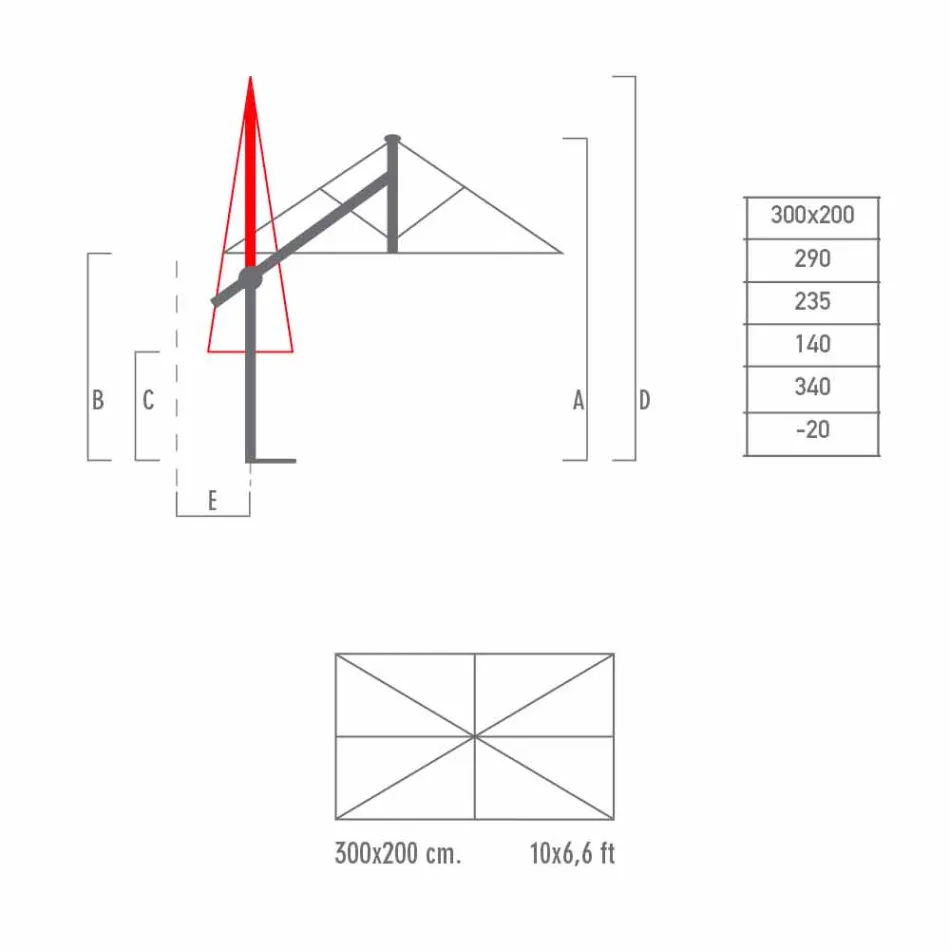 Ombrellone da Giardino in Alluminio Bianco o Antracite 300x200 cm - Lapillo Viadurini