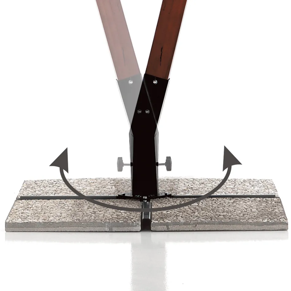 Ombrellone in Legno Massello con Telo in Poliestere Spalmato in PVC - Devoir Viadurini