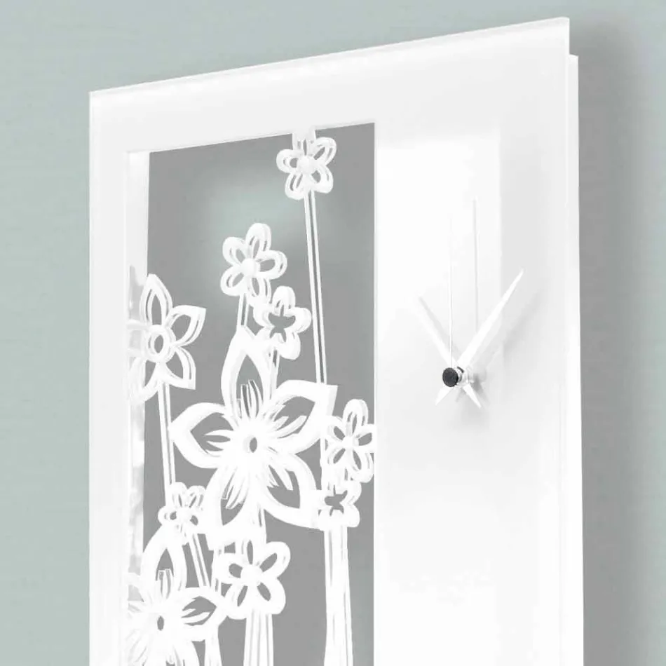 Orologio a Muro Design Rettangolare Moderno in Plexiglass Bianco - Elara Viadurini