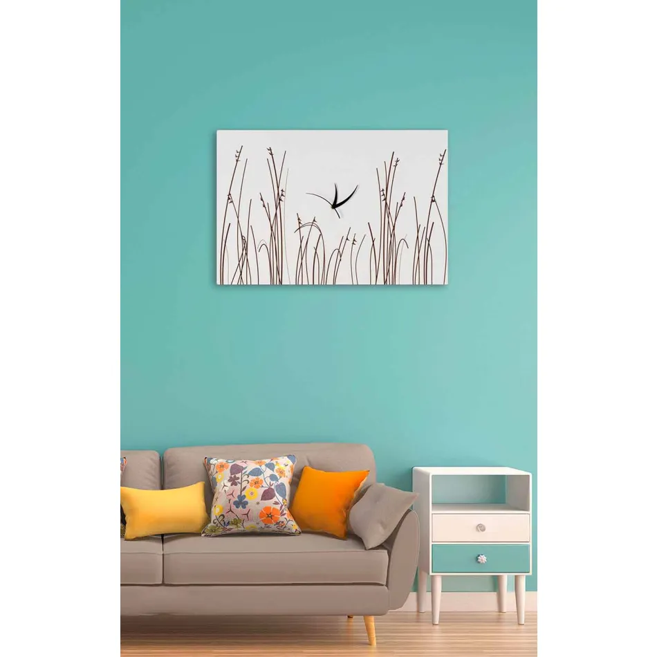 Orologio a Muro in Legno Bianco di Design Moderno Rettangolare - Filigrano Viadurini