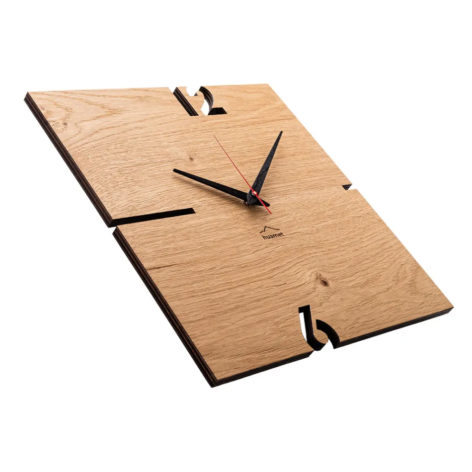 Orologio a Muro Quadrato in Legno di Quercia, Pino o Noce Made in Italy – Bethel Viadurini