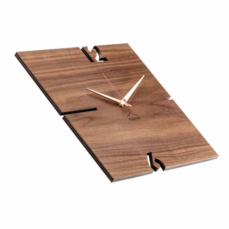 Orologio a Muro Quadrato in Legno di Quercia, Pino o Noce Made in Italy – Bethel Viadurini