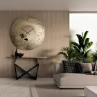 Orologio a Parete in Vetro Fuso Martellato Retroargentato Made in Italy - Cinzia Viadurini