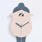Orologio a Pendolo Moderno in Legno a Parete di Design Grigio e Rosa - Cuculo Viadurini