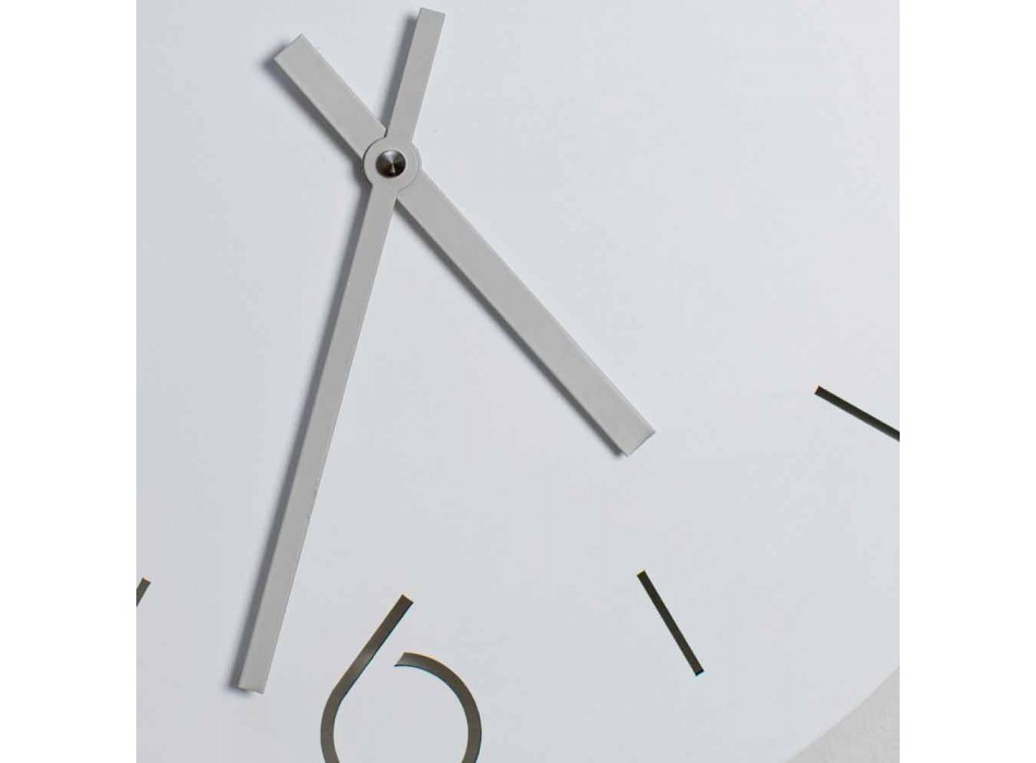 Orologio da Parete Bianco di Design Classico in Legno Rotondo - Settimio Viadurini