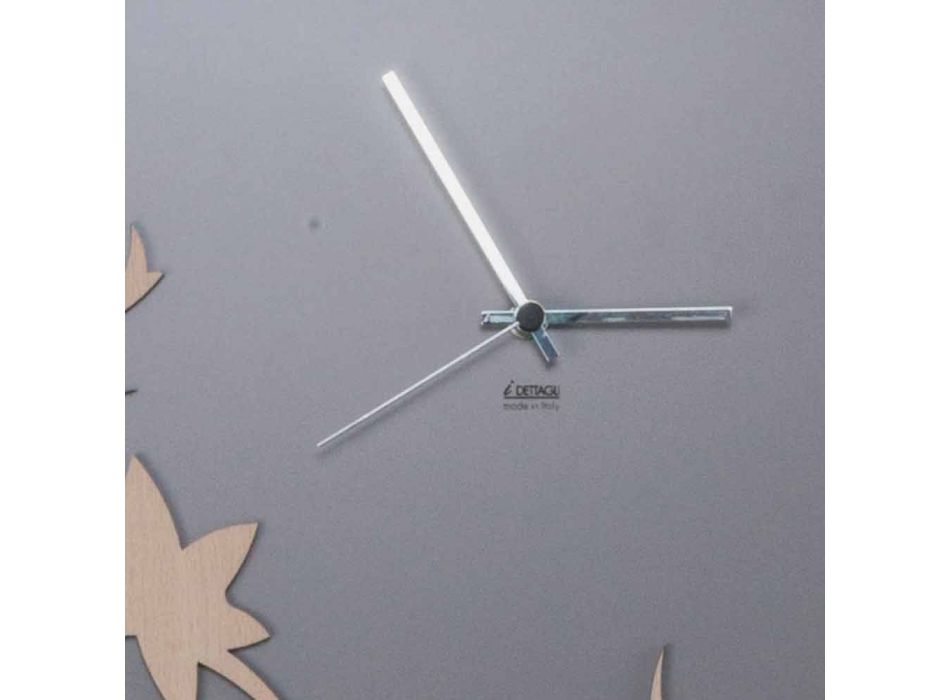 Orologio da Parete Design Rettangolare Moderno Grigio in Legno Decorato - Gallio Viadurini