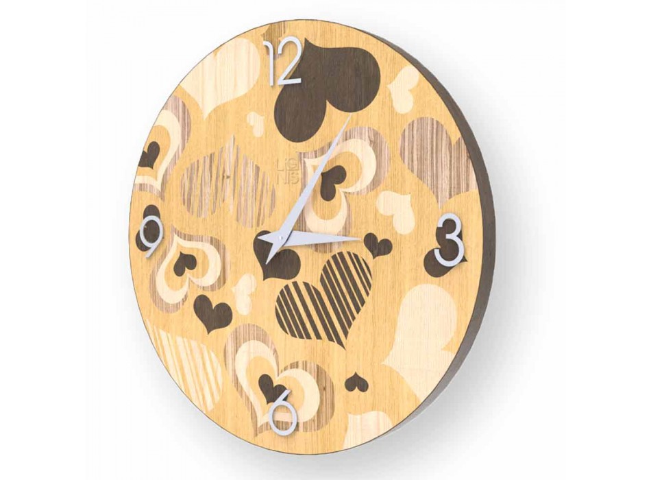 Orologio da parete in legno di design  Cles, made in Italy Viadurini