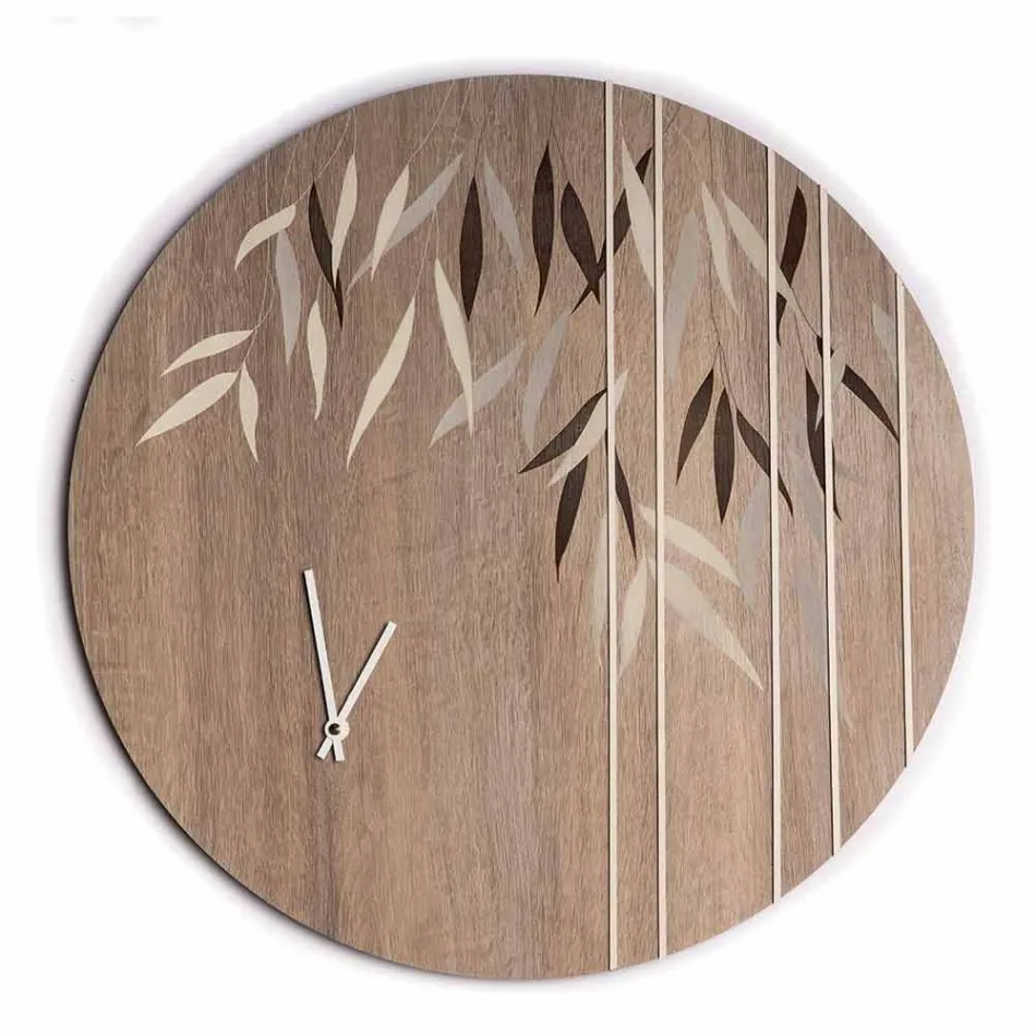 Orologio da Parete in Legno Rovere o Lavagna Inciso a Laser Design Tondo - Kanno Viadurini