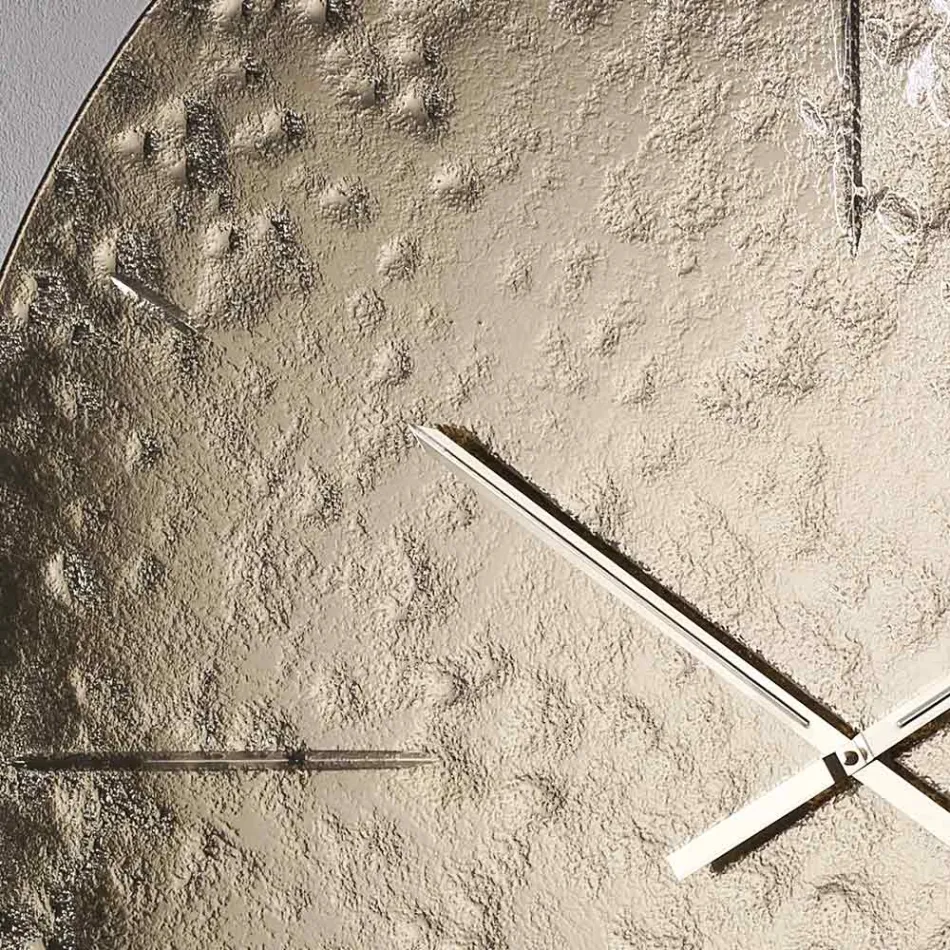 Orologio da Parete in Vetro Fuso Ondulato con Lancette in Ottone - Radia Viadurini