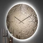 Orologio da Parete in Vetro Fuso Ondulato con Lancette in Ottone - Radia Viadurini