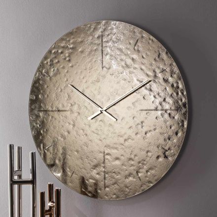 Orologio da Parete in Vetro Fuso Ondulato con Lancette in Ottone - Radia Viadurini