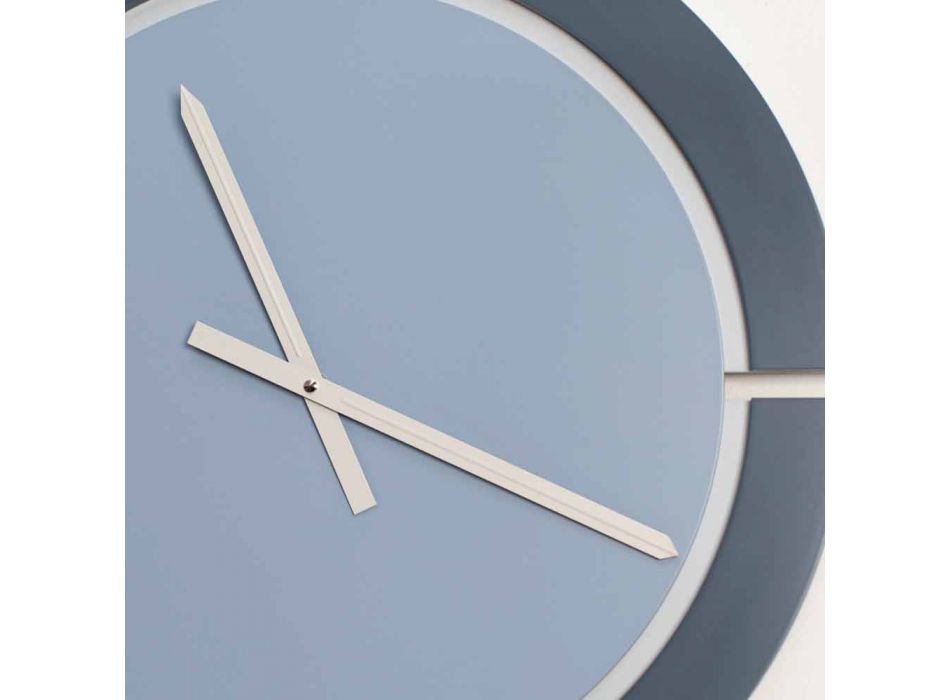 Orologio da Parete Moderno di Design Tondo in Legno Bianco Blu Avio - Savio Viadurini