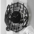 Orologio da Parete Nero Rotondo di Design Moderno in Legno Decorato - Musica
