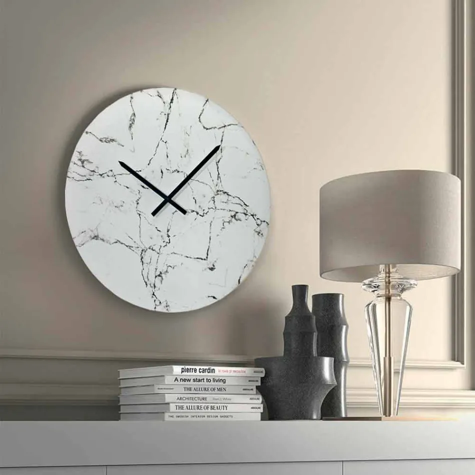 Orologio da Parete Rotondo Effetto Marmo Senza Numeri Made in Italy - Quadrante Viadurini