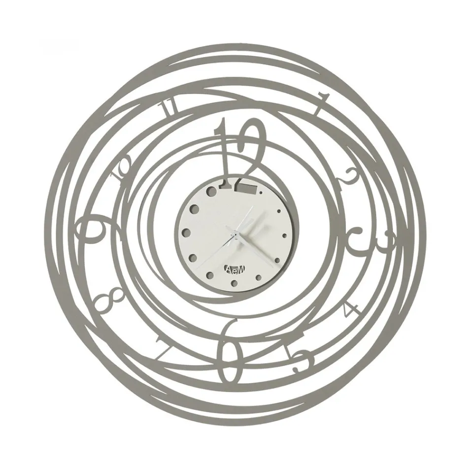 Orologio da Parete Rotondo in Ferro Decorato Design in 3 Colori - Dorico Viadurini