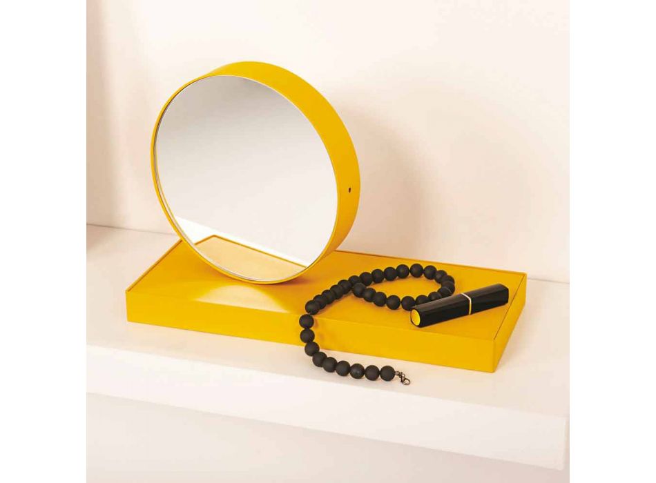 Orologio da Tavolo Girevole con Specchio in Acciaio Made in Italy - Benemerito Viadurini