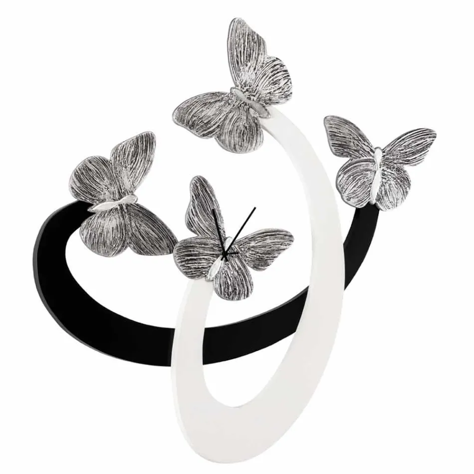 Orologio di design da parete avorio/nero fatto a mano in Italia Zenia Viadurini