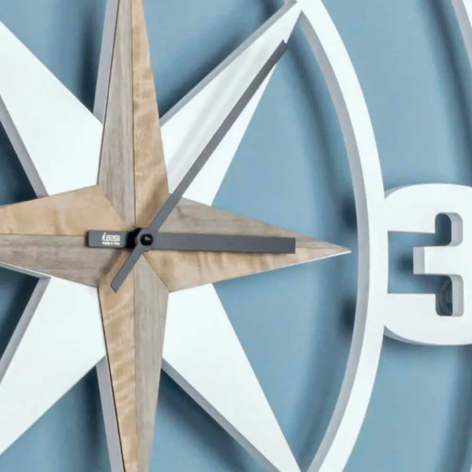 Orologio Grande a Parete Design in Legno Bianco e Marrone Shabby - Cardine Viadurini