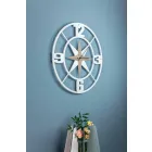 Orologio Grande a Parete Design in Legno Bianco e Marrone Shabby - Cardine Viadurini