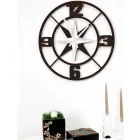 Orologio Grande a Parete Design in Legno Bianco e Marrone Shabby - Cardine Viadurini