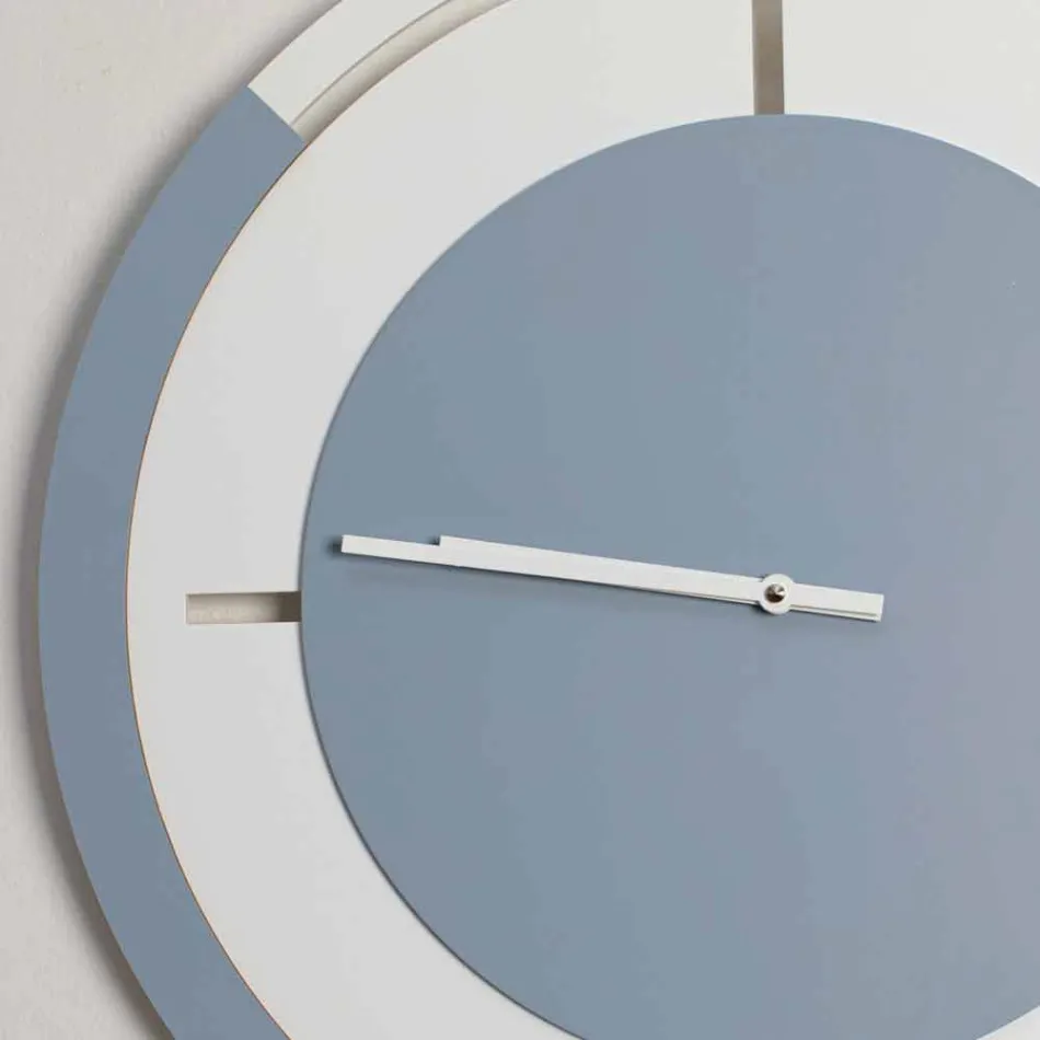 Orologio Grande a Parete di Design Classico Tondo in Legno Bianco e Avio - Beppe Viadurini
