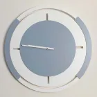 Orologio Grande a Parete di Design Classico Tondo in Legno Bianco e Avio - Beppe Viadurini