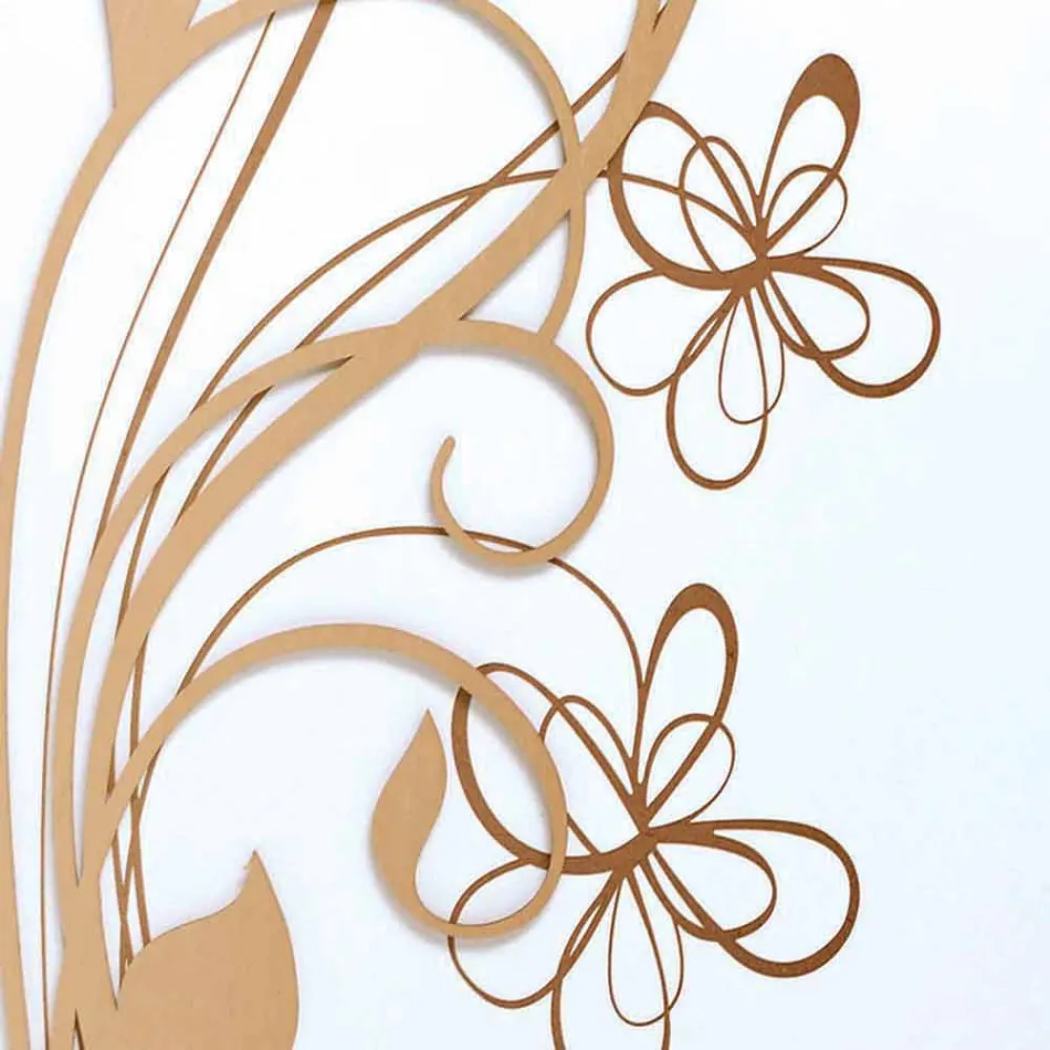 Orologio Grande da Parete Design Quadrato in Legno Bianco con Fiore - Florello Viadurini