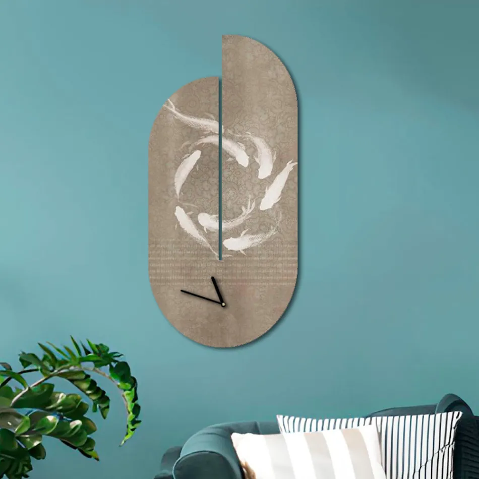 Orologio in Legno con Stampa di Airone Realizzato in Italia - Palau Viadurini