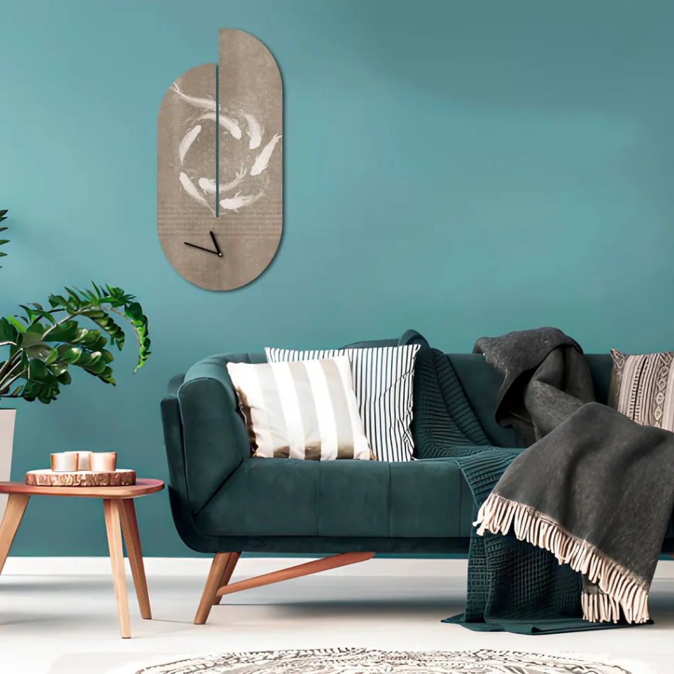 Orologio in Legno con Stampa di Airone Realizzato in Italia - Palau Viadurini