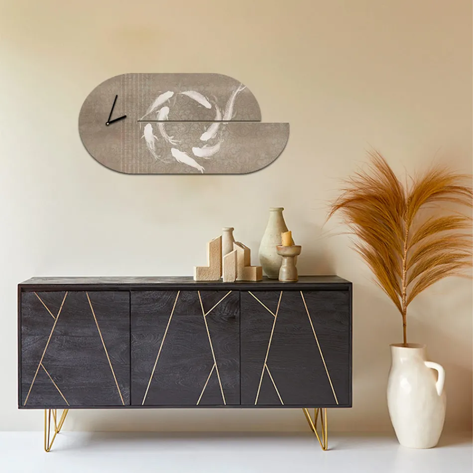 Orologio in Legno con Stampa di Airone Realizzato in Italia - Palau Viadurini