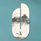 Orologio in Legno con Stampa di Airone Realizzato in Italia - Palau Viadurini