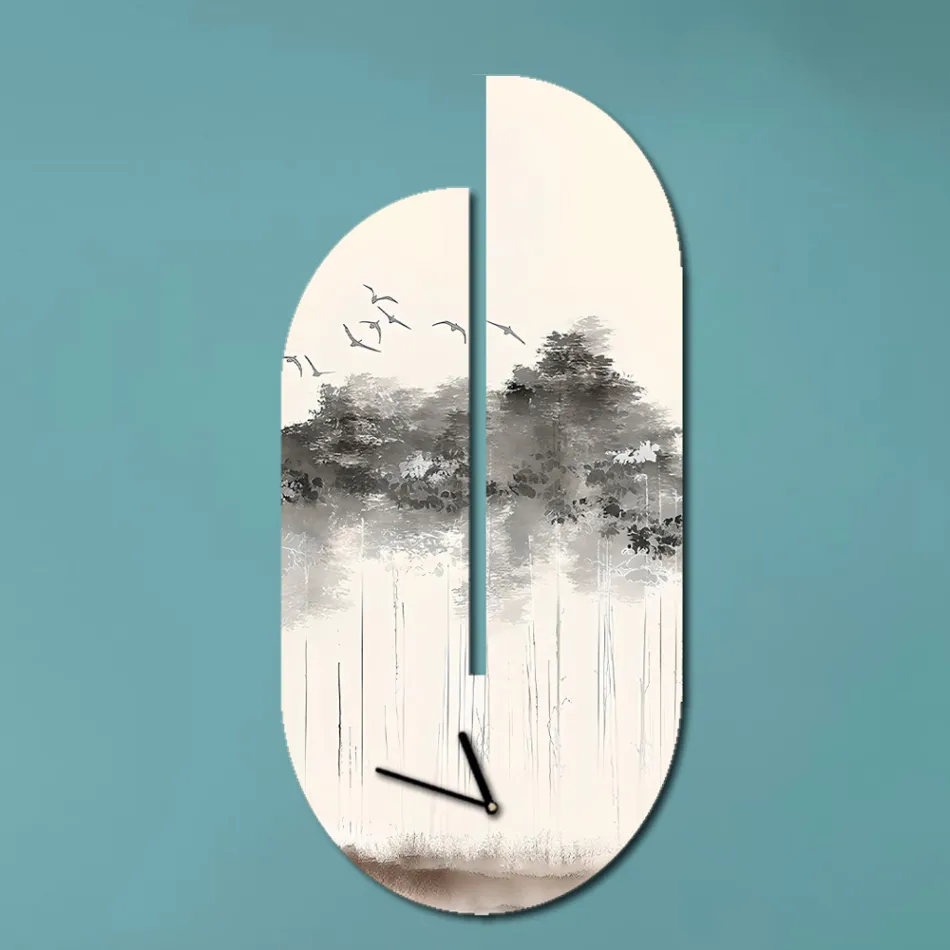 Orologio in Legno con Stampa di Airone Realizzato in Italia - Palau Viadurini