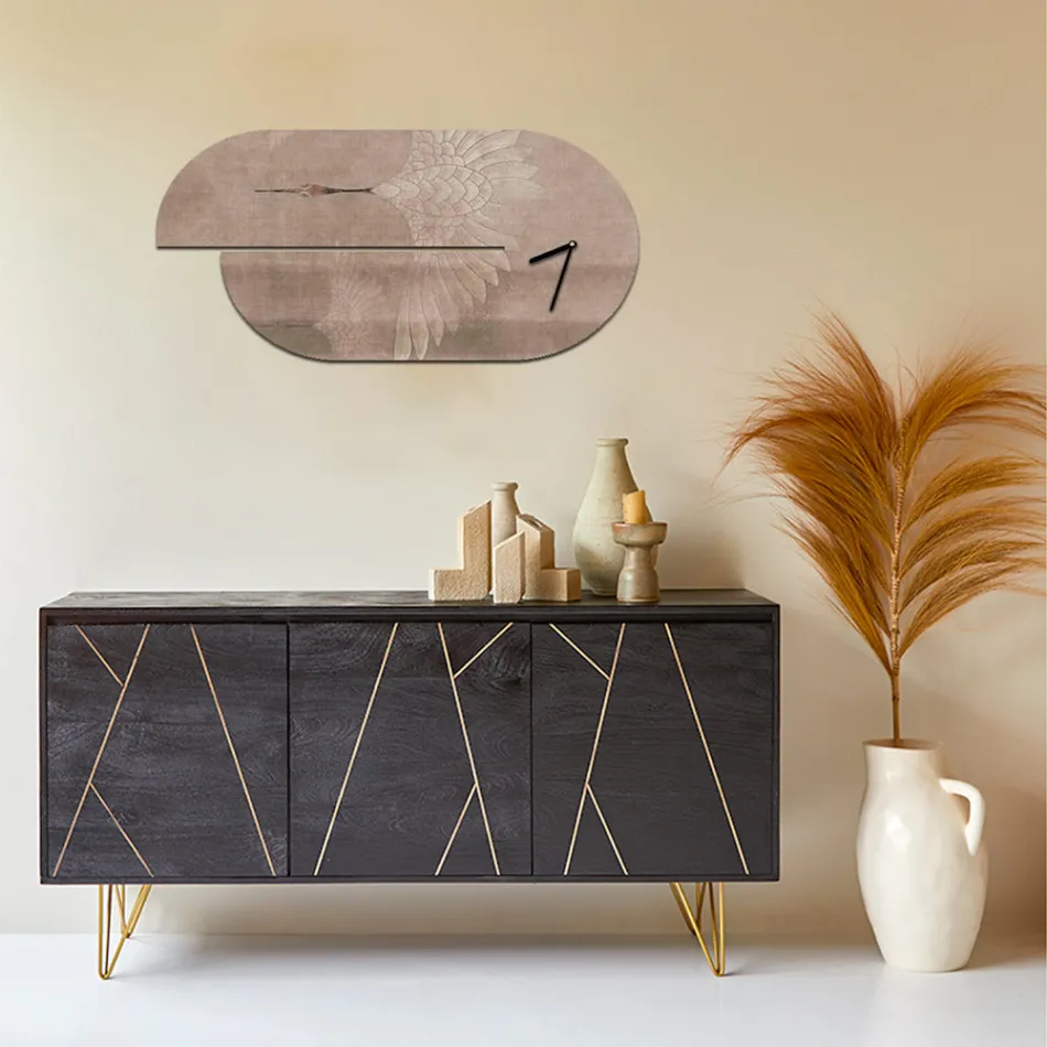 Orologio in Legno con Stampa di Airone Realizzato in Italia - Palau Viadurini