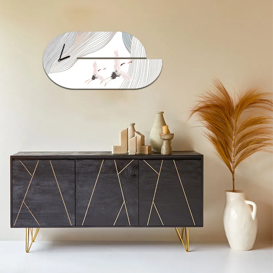 Orologio in Legno con Stampa di Airone Realizzato in Italia - Palau Viadurini