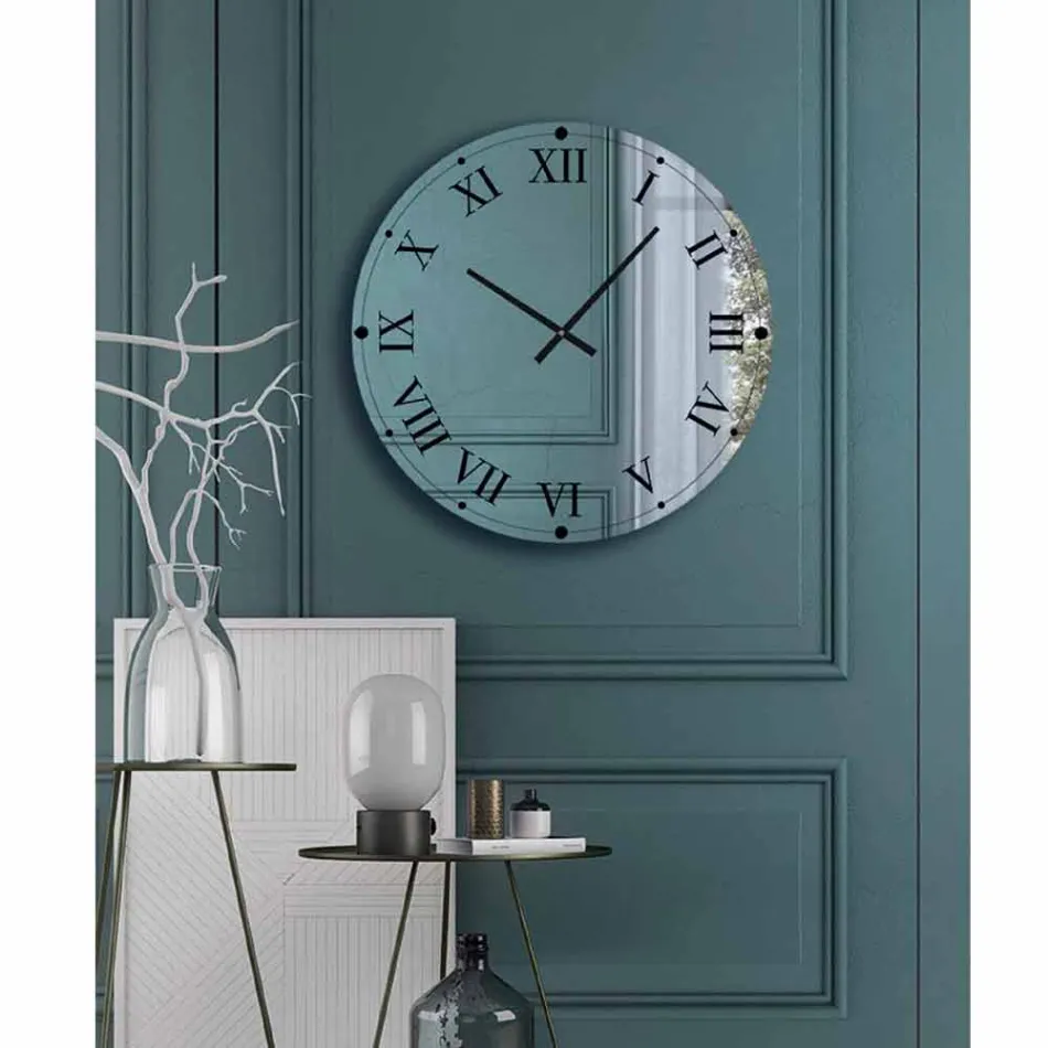 Orologio Rotondo da Parete in Cristallo Specchiato Made in Italy - Ingranaggio Viadurini