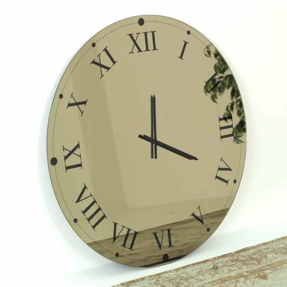 Orologio Rotondo da Parete in Cristallo Specchiato Made in Italy - Ingranaggio Viadurini