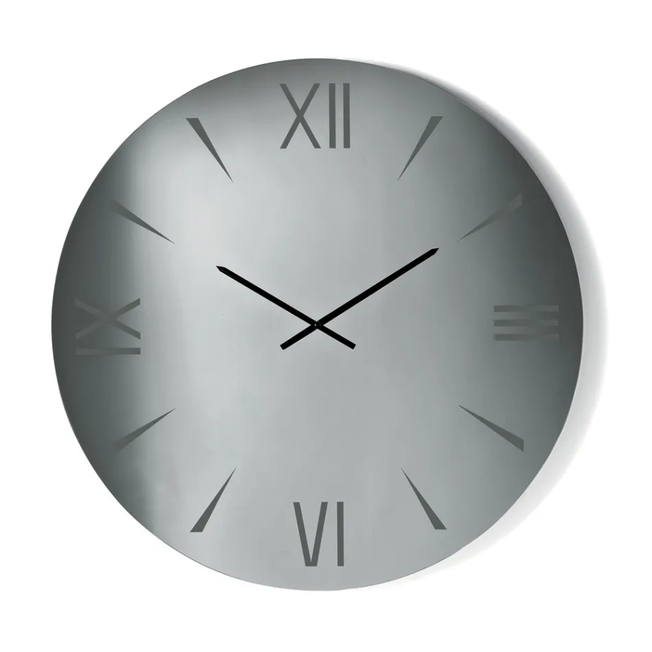 Orologio Rotondo in Vetro Specchiato con Numeri Incisi a Laser - Clelia Viadurini