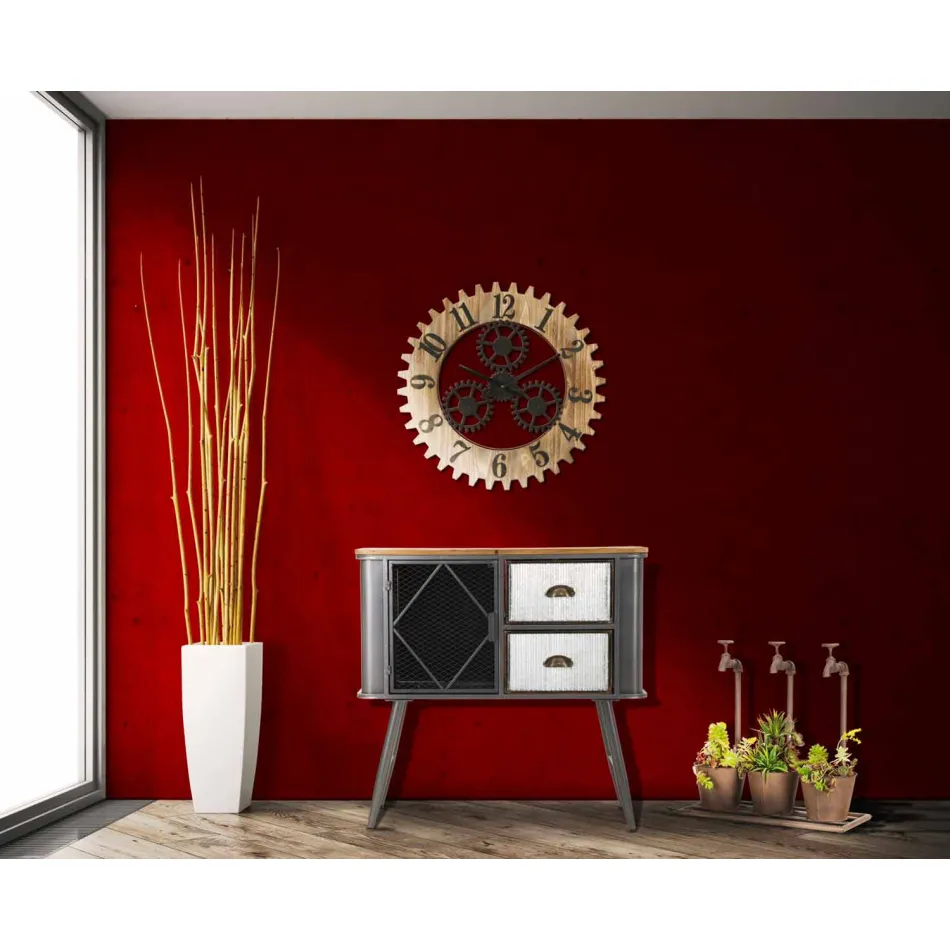 Orologio Tondo da Parete di Design Moderno in Ferro e MDF - Gitta Viadurini