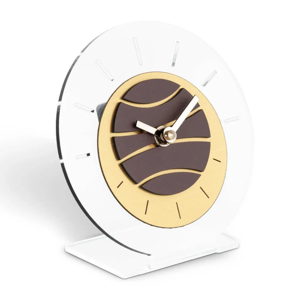 Orologio Tondo da Tavolo in Metacrilato Trasparente Made in Italy - Strange Viadurini