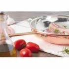 Padella Tonda in Rame Stagnato a Mano con Manico e Coperchio 24 cm - Gianluigi Viadurini