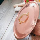 Padella Tonda in Rame Stagnato a Mano con Manico e Coperchio 24 cm - Gianluigi Viadurini