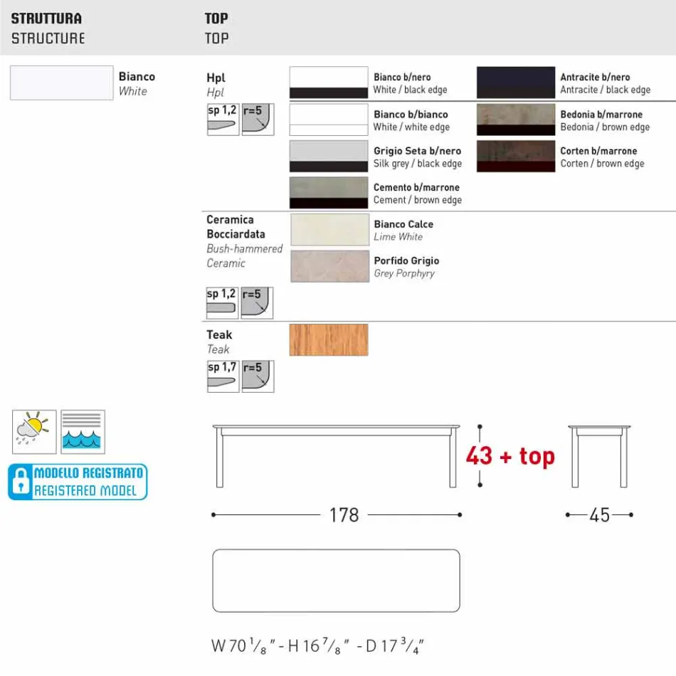 Panca da esterno Varaschin System in alluminio verniciato di design Viadurini
